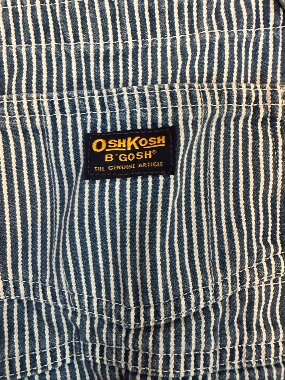 VTG OshKosh B’Gosh Hickory Stripe Railroad Overalls 3T
